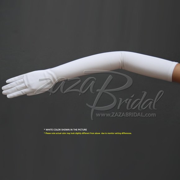 ZaZa Bridal Gants en satin pour fille avec broderies et strass, blanc